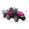 Case IH 12V Kids Ride On Tractor with Trailer 2 Speed Pink
