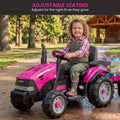 Case IH 12V Kids Ride On Tractor with Trailer 2 Speed Pink