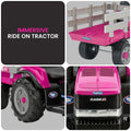 Case IH 12V Kids Ride On Tractor with Trailer 2 Speed Pink