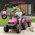 Case IH 12V Kids Ride On Tractor with Trailer 2 Speed Pink