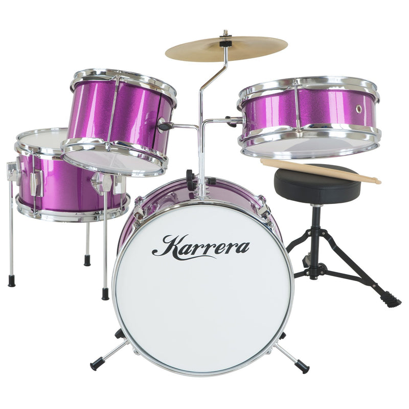 Karrera 4pc Kids Drum Kit Purple - Beginner Children Music
