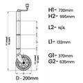Alko 8in Extra Tall Jockey Wheel 628300