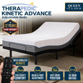 Therapedic Advance Queen Adjustable Bed Frame Base with Head Tilt, Massage, USB & Wireless Remote