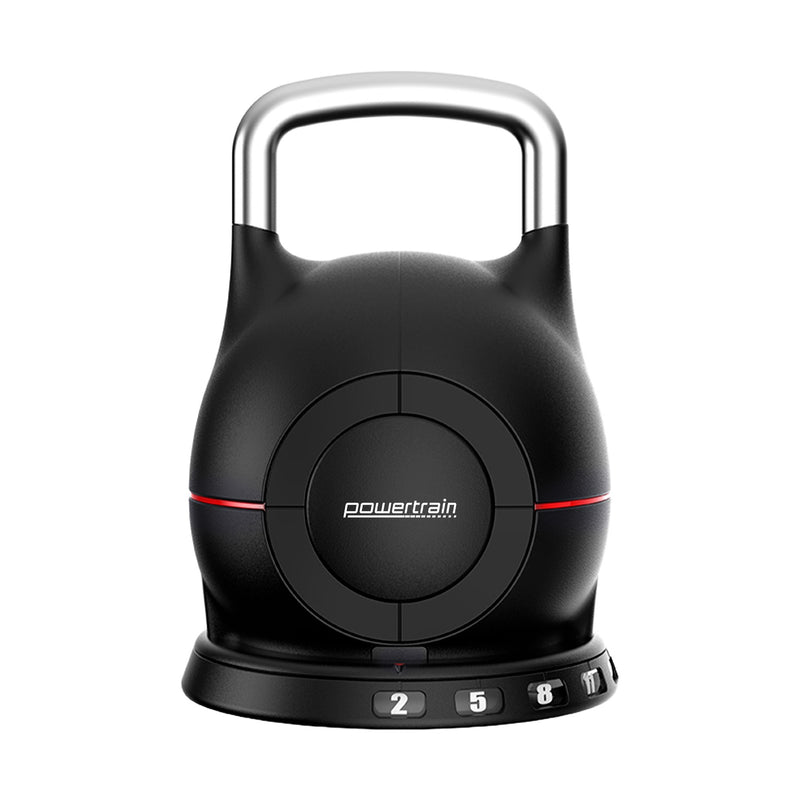 Powertrain 20kg Adjustable Kettlebell 7-in-1 Quick Weight Selection Set for Home Gym Strength and Fitness Workouts