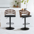 Sarantino Bentwood Walnut Barstool Set 2 Adjustable Height Swivel