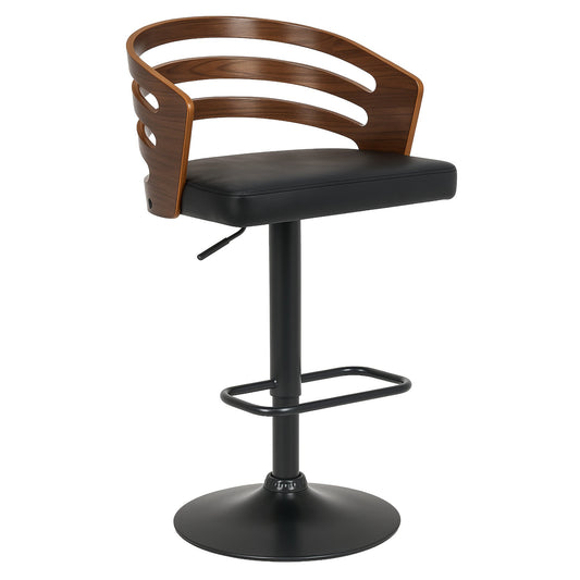 Sarantino Bentwood Walnut Barstool Leather Seat Metal Base