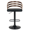 Sarantino Bentwood Walnut Barstool Leather Seat Metal Base