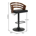Sarantino Bentwood Walnut Barstool Leather Seat Metal Base