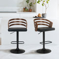 Sarantino Bentwood Walnut Barstool Leather Seat Metal Base
