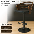 Sarantino Bentwood Walnut Barstool Leather Seat Metal Base
