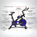 Powertrain Flywheel Exercise Spin Bike Blue Home Gym