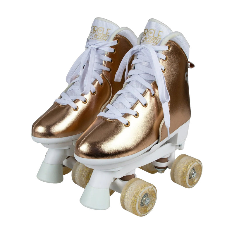 Circle Society Quad Roller Skates Kids Metallic Rose Gold Adjustable