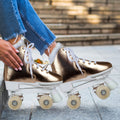 Circle Society Quad Roller Skates Kids Metallic Rose Gold Adjustable