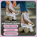 Circle Society Quad Roller Skates Kids Metallic Rose Gold Adjustable