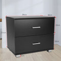 Sarantino Bedside Table 2 Drawer Nightstand Cabinet Black Storage