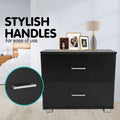 Sarantino Bedside Table 2 Drawer Nightstand Cabinet Black Storage