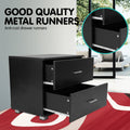 Sarantino Bedside Table 2 Drawer Nightstand Cabinet Black Storage