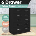 Sarantino 6 Drawer Tallboy Chest Black Bedroom Storage Cabinet