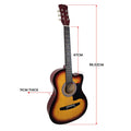 Karrera 38in Acoustic Guitar Steel Strings Sunburst Carry Bag