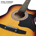 Karrera 38in Acoustic Guitar Steel Strings Sunburst Carry Bag