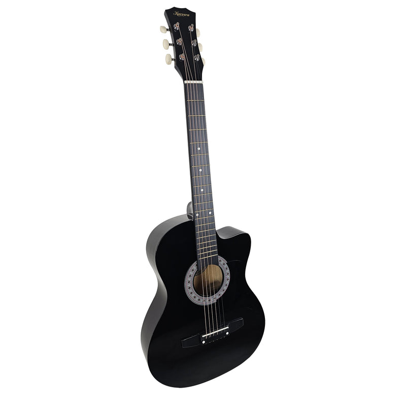 Karrera 38in Cutaway Acoustic Guitar Black with Bag