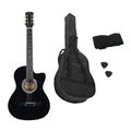 Karrera 38in Cutaway Acoustic Guitar Black with Bag