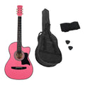 Karrera 38in Cutaway Acoustic Guitar Pink with Bag