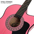 Karrera 38in Cutaway Acoustic Guitar Pink with Bag