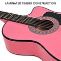 Karrera 38in Cutaway Acoustic Guitar Pink with Bag
