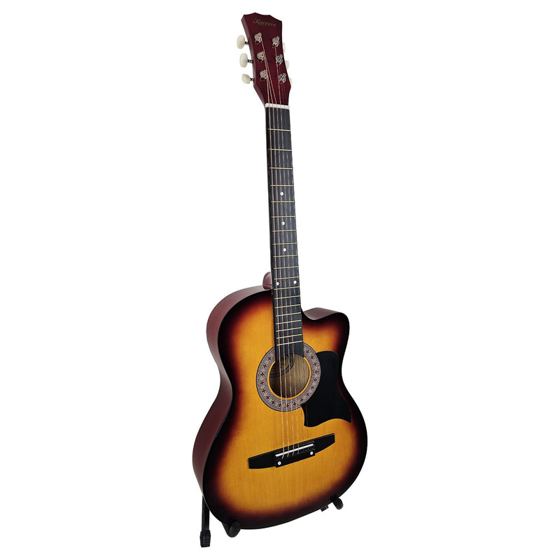 Karrera 38in Cutaway Acoustic Guitar Sunburst w/ Bag Strings