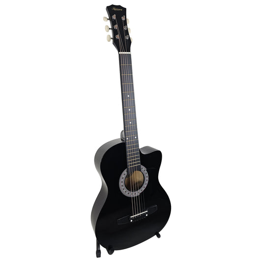 Karrera 38in Cutaway Acoustic Guitar Black with Carry Bag