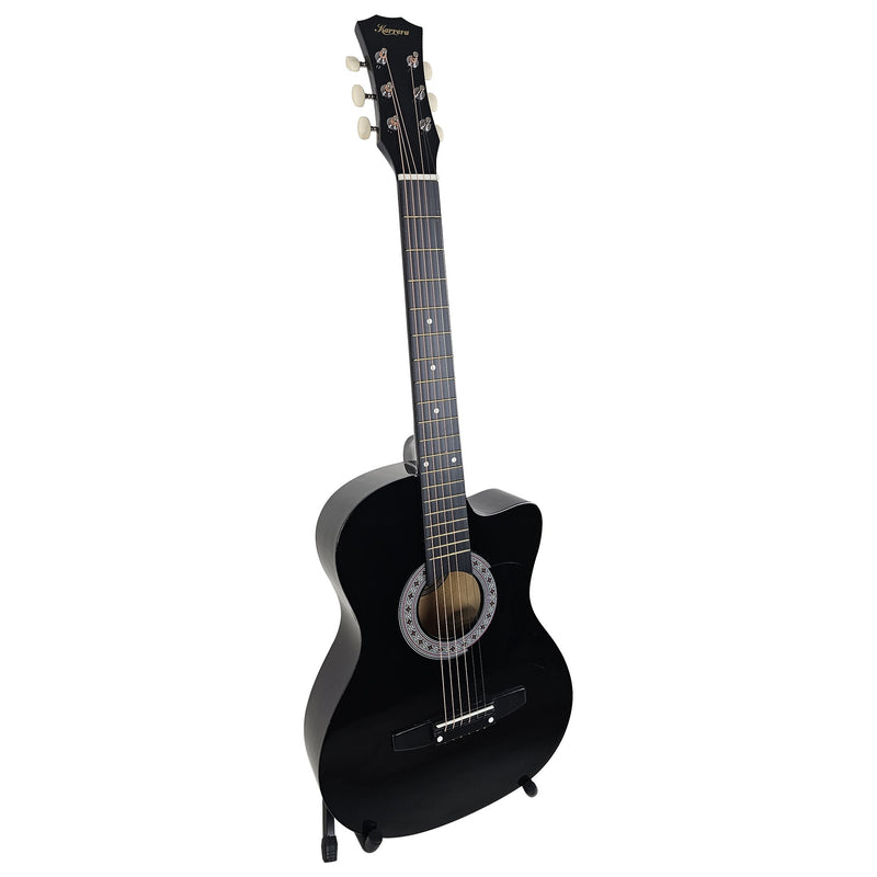 Karrera 38in Cutaway Acoustic Guitar Black with Carry Bag
