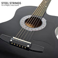 Karrera 38in Cutaway Acoustic Guitar Black with Carry Bag