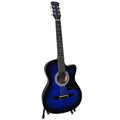 Karrera 38in Cutaway Acoustic Guitar Blue Burst w/ Bag Strings