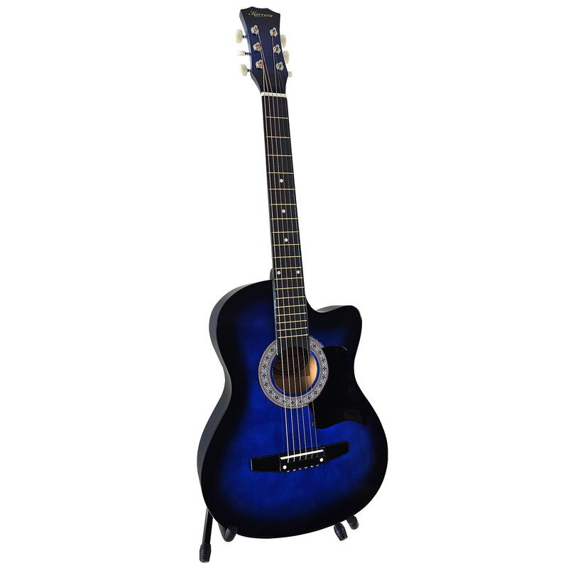Karrera 38in Cutaway Acoustic Guitar Blue Burst w/ Bag Strings
