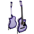 Karrera 38in Cutaway Acoustic Guitar Purple Burst Bag