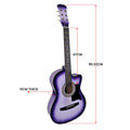 Karrera 38in Cutaway Acoustic Guitar Purple Burst Bag