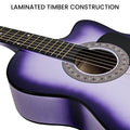 Karrera 38in Cutaway Acoustic Guitar Purple Burst Bag