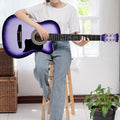 Karrera 38in Cutaway Acoustic Guitar Purple Burst Bag