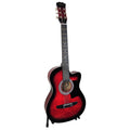 Karrera 38in Acoustic Guitar Cutaway Red Burst w/ Bag
