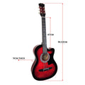 Karrera 38in Acoustic Guitar Cutaway Red Burst w/ Bag