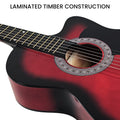 Karrera 38in Acoustic Guitar Cutaway Red Burst w/ Bag