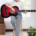 Karrera 38in Acoustic Guitar Cutaway Red Burst w/ Bag