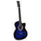 Karrera 38in Cutaway Acoustic Guitar Blue Burst w/ Bag