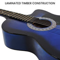 Karrera 38in Cutaway Acoustic Guitar Blue Burst w/ Bag