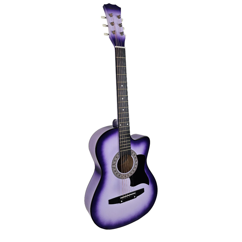 Karrera 38in Cutaway Acoustic Guitar Purple Burst w Bag