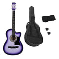 Karrera 38in Cutaway Acoustic Guitar Purple Burst w Bag
