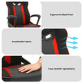 Sarantino Fayzo Racing Gaming Chair Black Red Mesh Adjustable