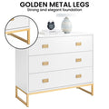 Sarantino Amara Tallboy Chest of Drawers White Gold 5-Drawer