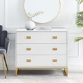 Sarantino Amara Tallboy Chest of Drawers White Gold 5-Drawer